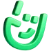 Green power plug icon with a smiley face inside, symbolizing eco-friendly energy.