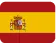 Flag of Spain with three horizontal stripes: red on top and bottom, yellow in the middle with the national coat of arms on the left side.