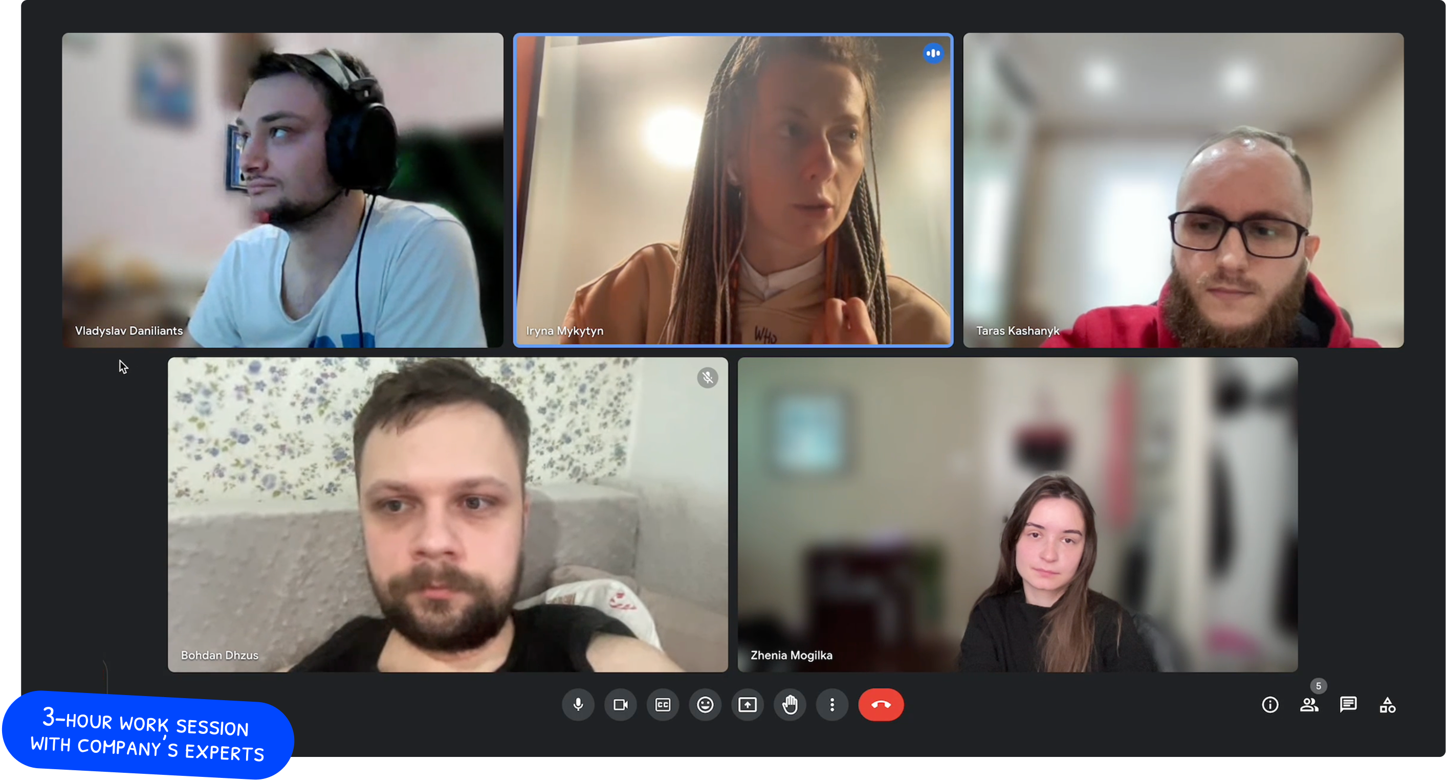 3 hour work session with company's experts