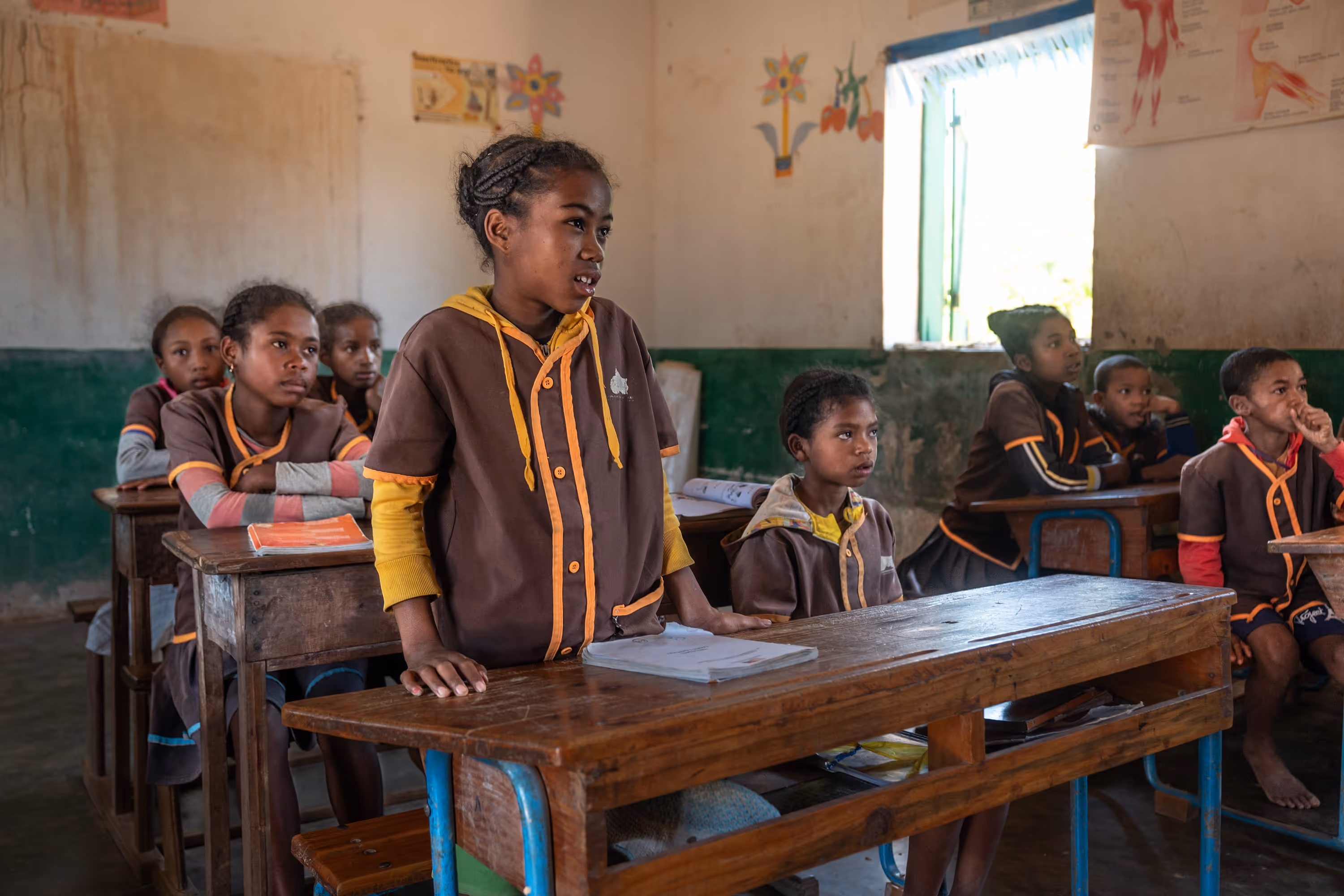 Children in a classroom.