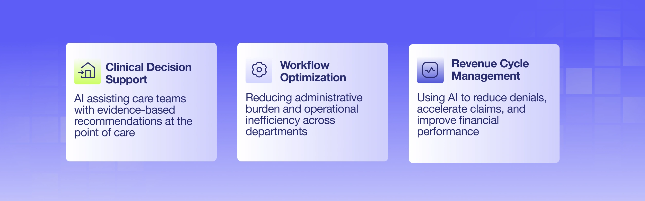 Clinicsl Decision Support, workflow otimization and revenue cycle management