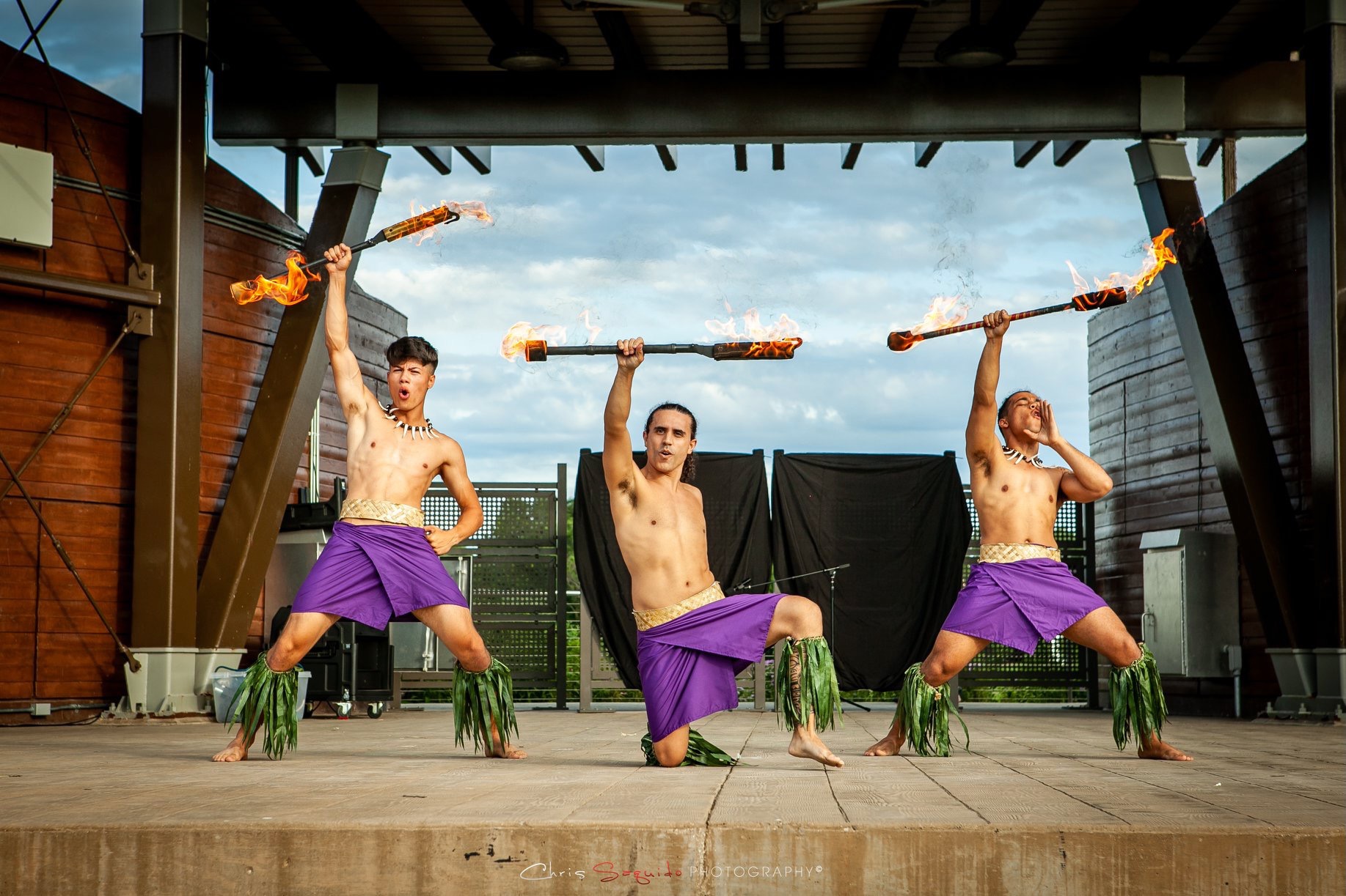 Hokule'a Academy Fire Dancers posing