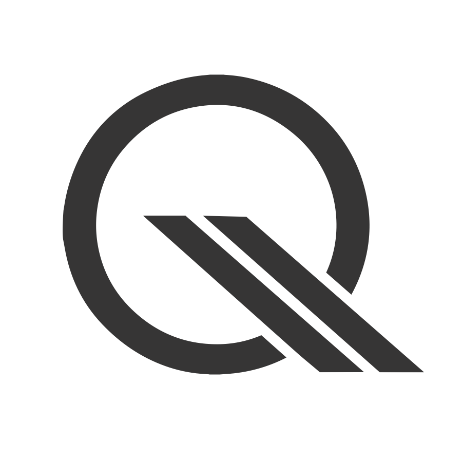 Abstract black circular shape with two parallel diagonal lines extending from the center to outside the circle.