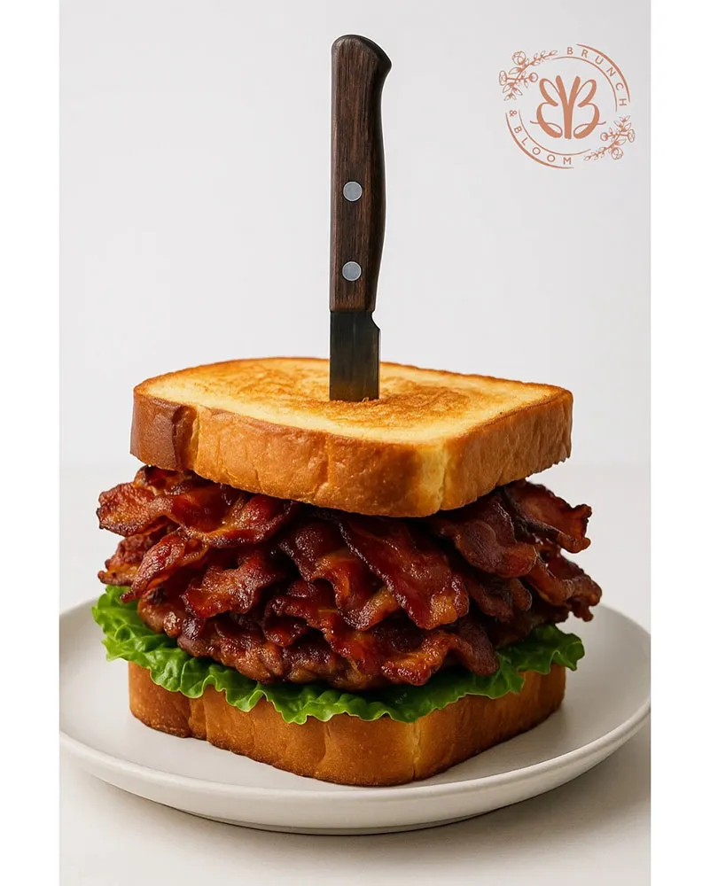 Beef bacon, lettuce, tomato and house sauce on Texas toast