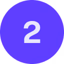 White number 2 centered on a solid blue circular background.