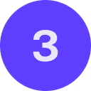 White number 3 centered inside a solid blue circle.