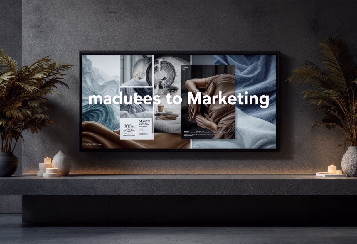 [background image] image of a digital display screen with marketing visuals (for an ai marketing tech company)