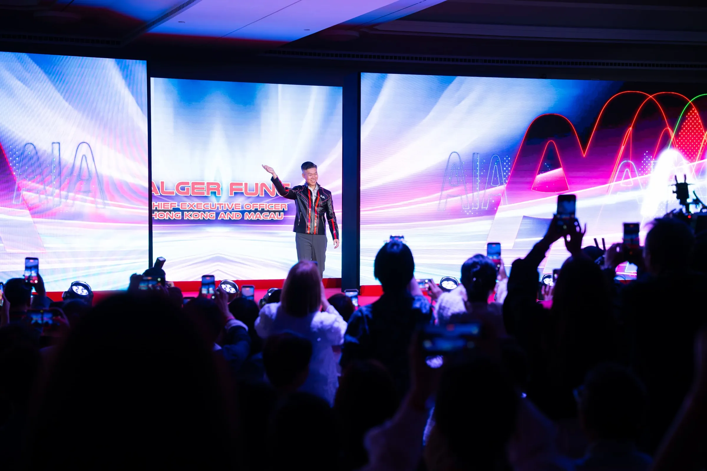 Keynote on the LED main stage — AIA conference produced by Sugar for Events at Hotel Arts Barcelona