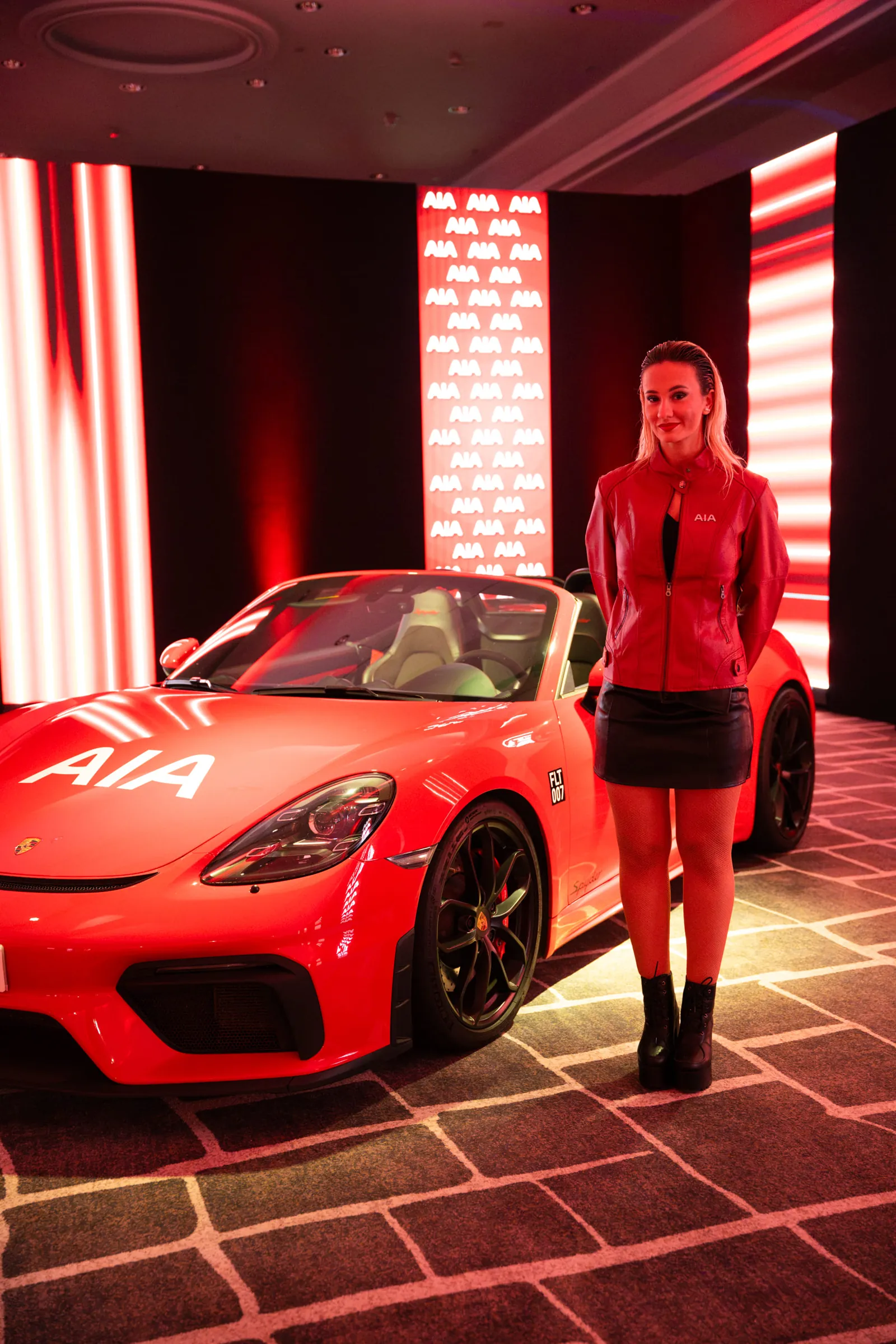 Hypercar exhibition inside a ballroom for a corporate conference in Barcelona