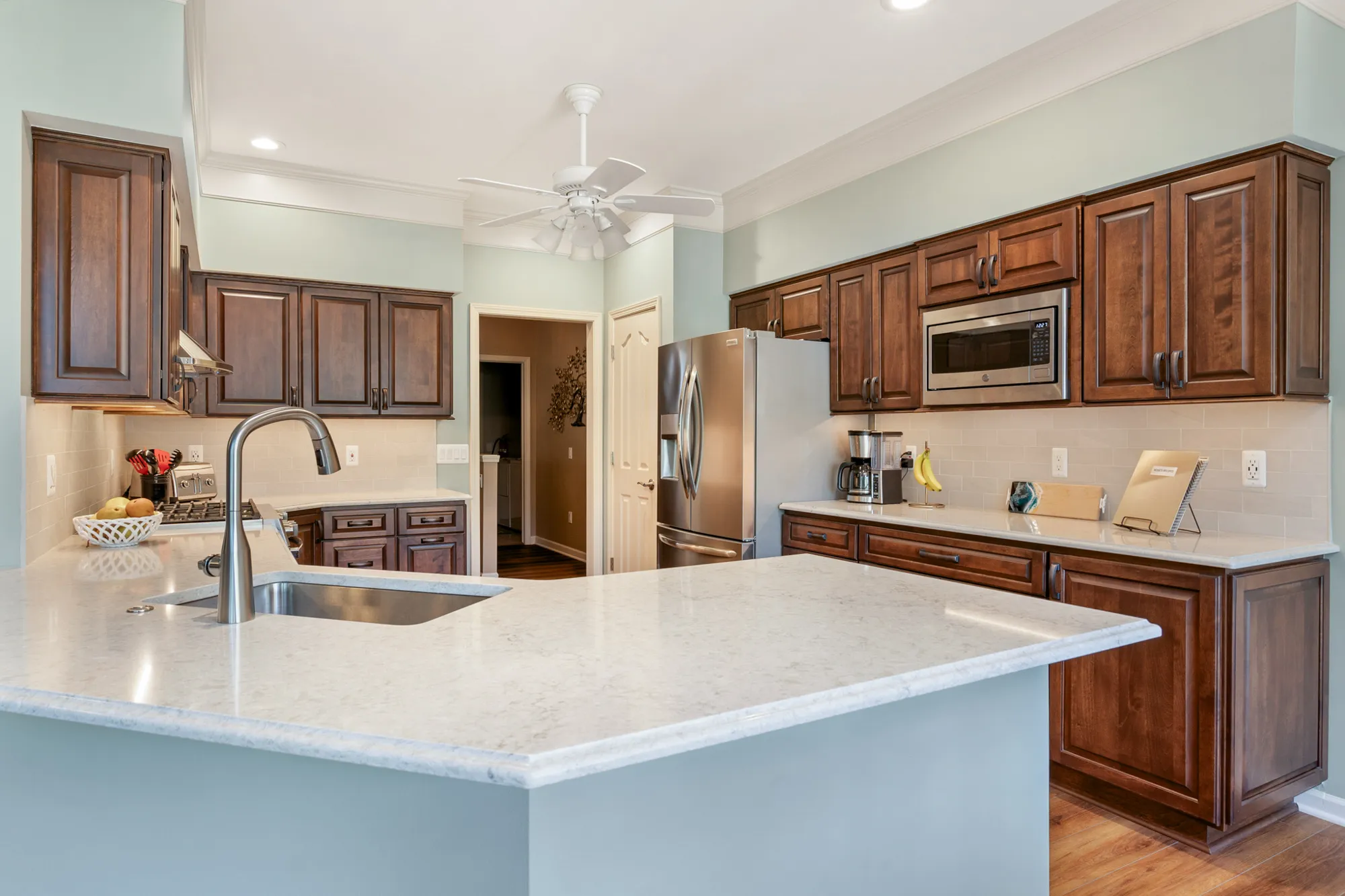 Modern kitchen with gray cabinet
