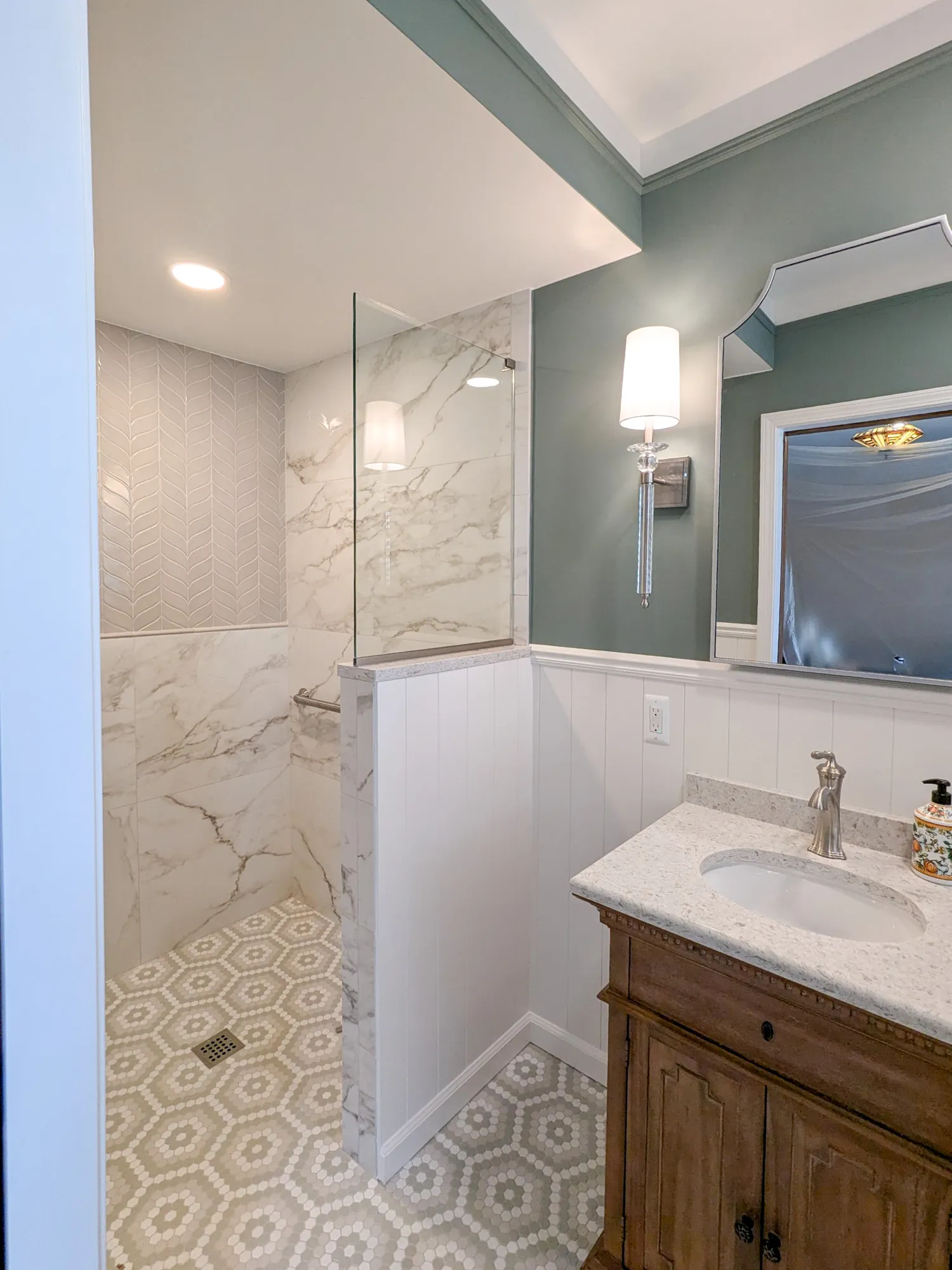 Modern bathroom with walk-in shower