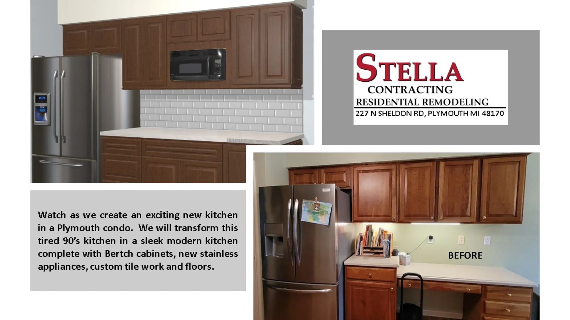 Modern kitchen remodel featuring Bertch cabinets, stainless steel appliances, and subway tile backsplash in plymouth.