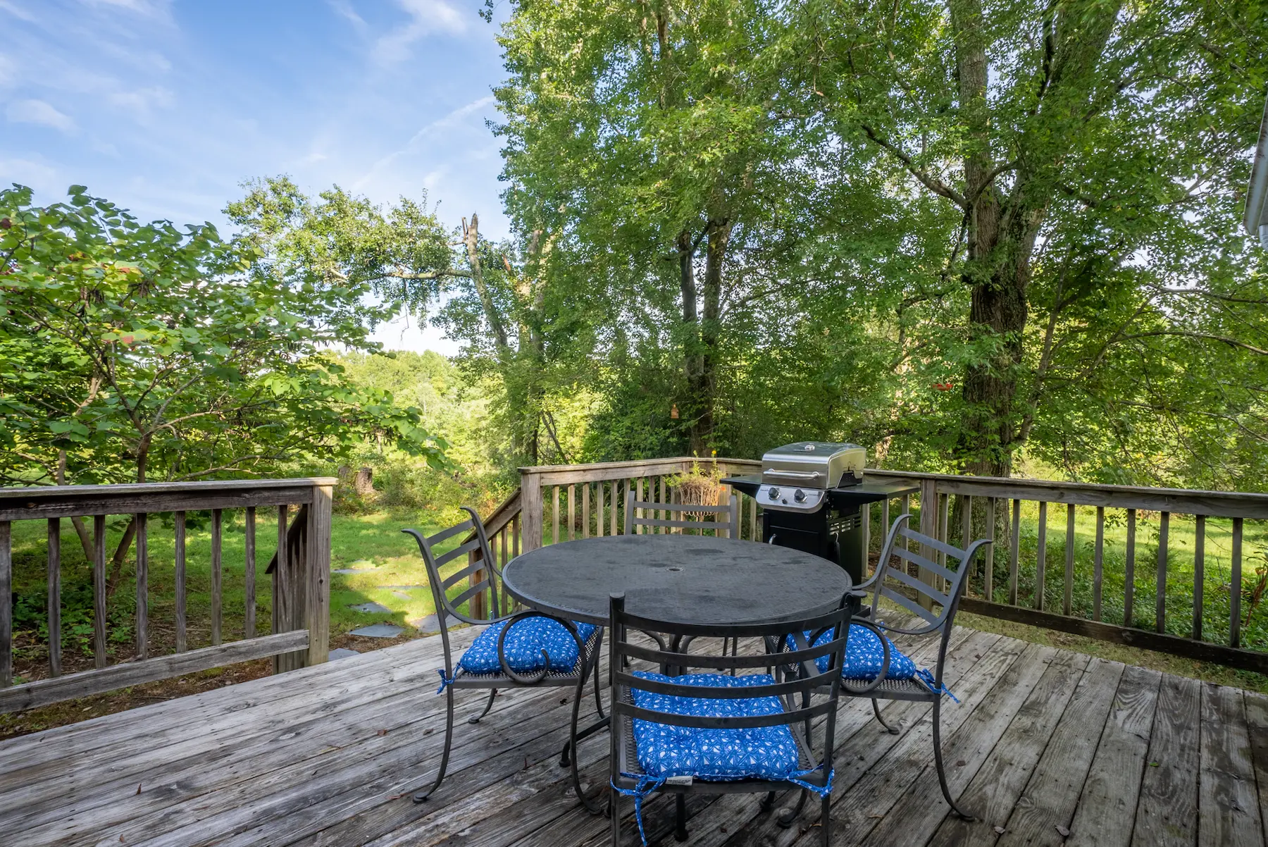 Back patio at the Shade Tree Cottage in Gordonsville, Virginia
