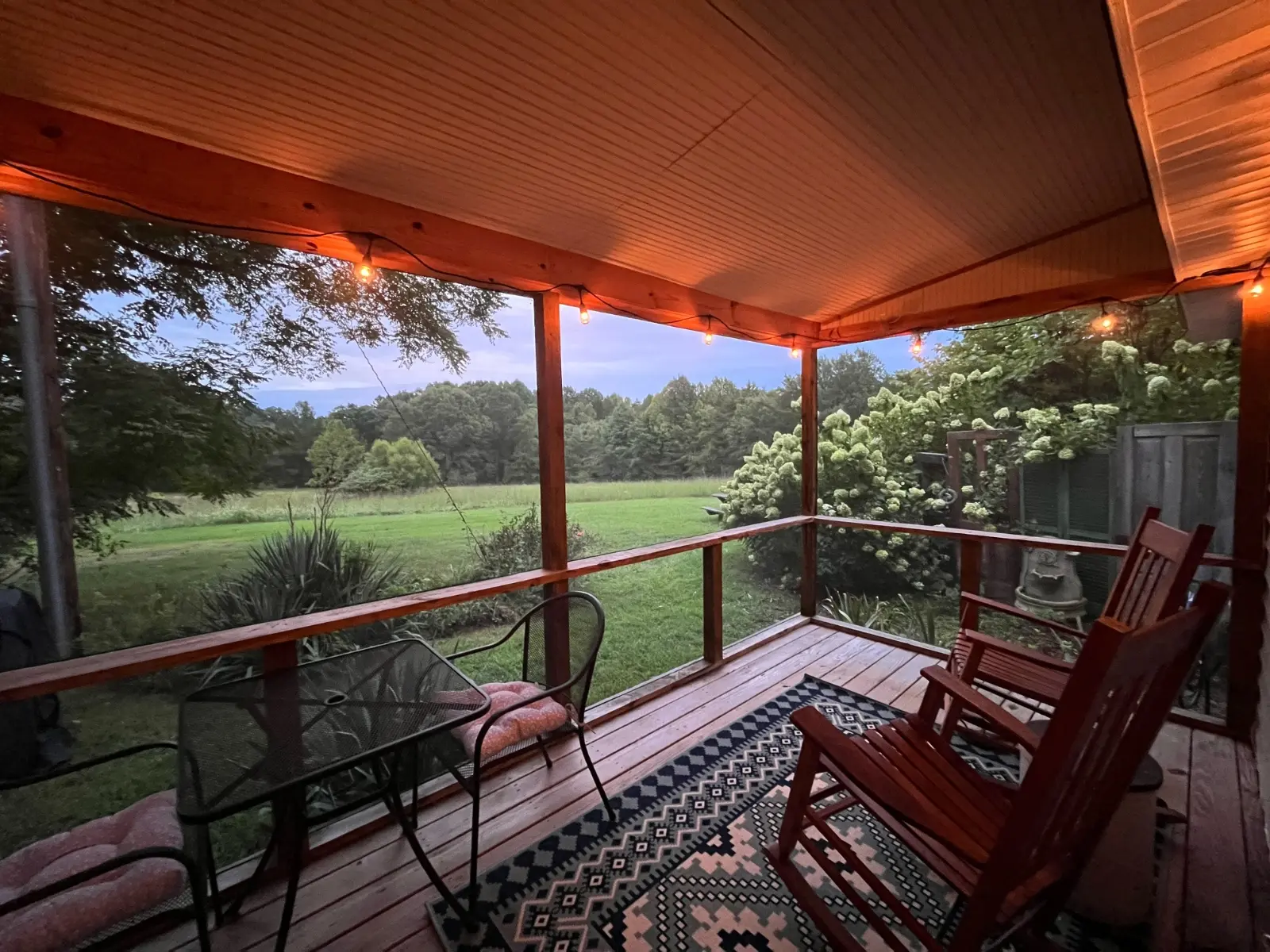 The screened-in porch at The Little House in Gordonsville, VA