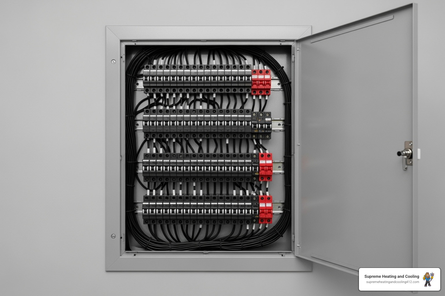 a modern, clean circuit breaker panel. - electrical fuse box repair