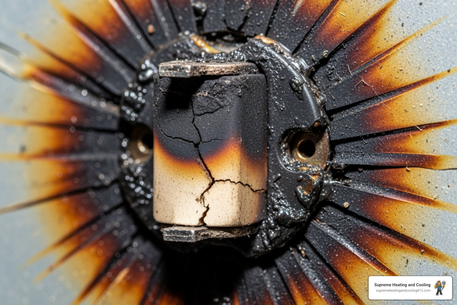 a discolored fuse or scorch marks on a panel. - electrical fuse box repair