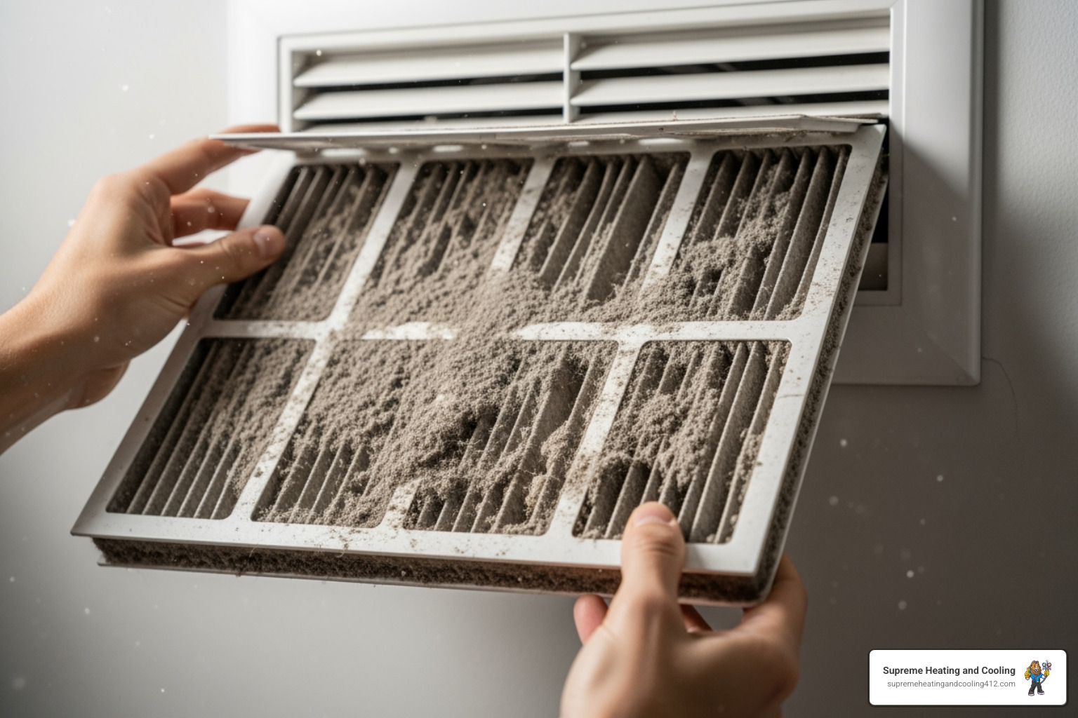 person replacing dirty air filter - AC unit not cooling