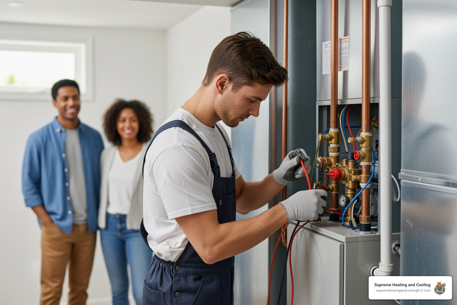 infographic showing the residential furnace installation process from initial home assessment through load calculation, system selection, professional installation, safety testing, and final homeowner walkthrough with typical timeline of 4-8 hours - home furnace installation in glenshaw, pa