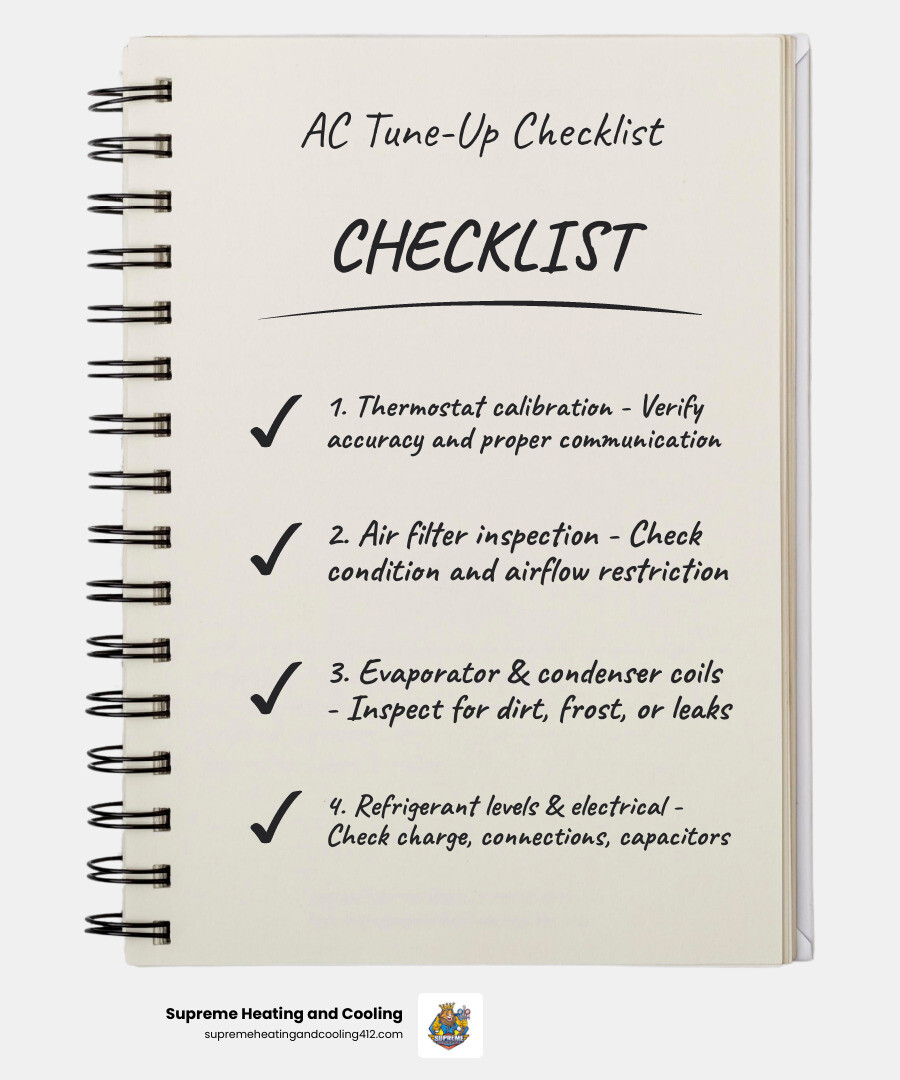 AC tune-up checklist infographic showing 12 key steps and 15% energy savings from professional maintenance - ac tune up AC tune-up checklist infographic showing 12 key steps and 15% energy savings from professional maintenance - ac tune up