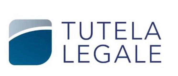 Logo with a blue and gray rounded square beside the text 'TUTELA LEGALE' in navy blue uppercase letters.