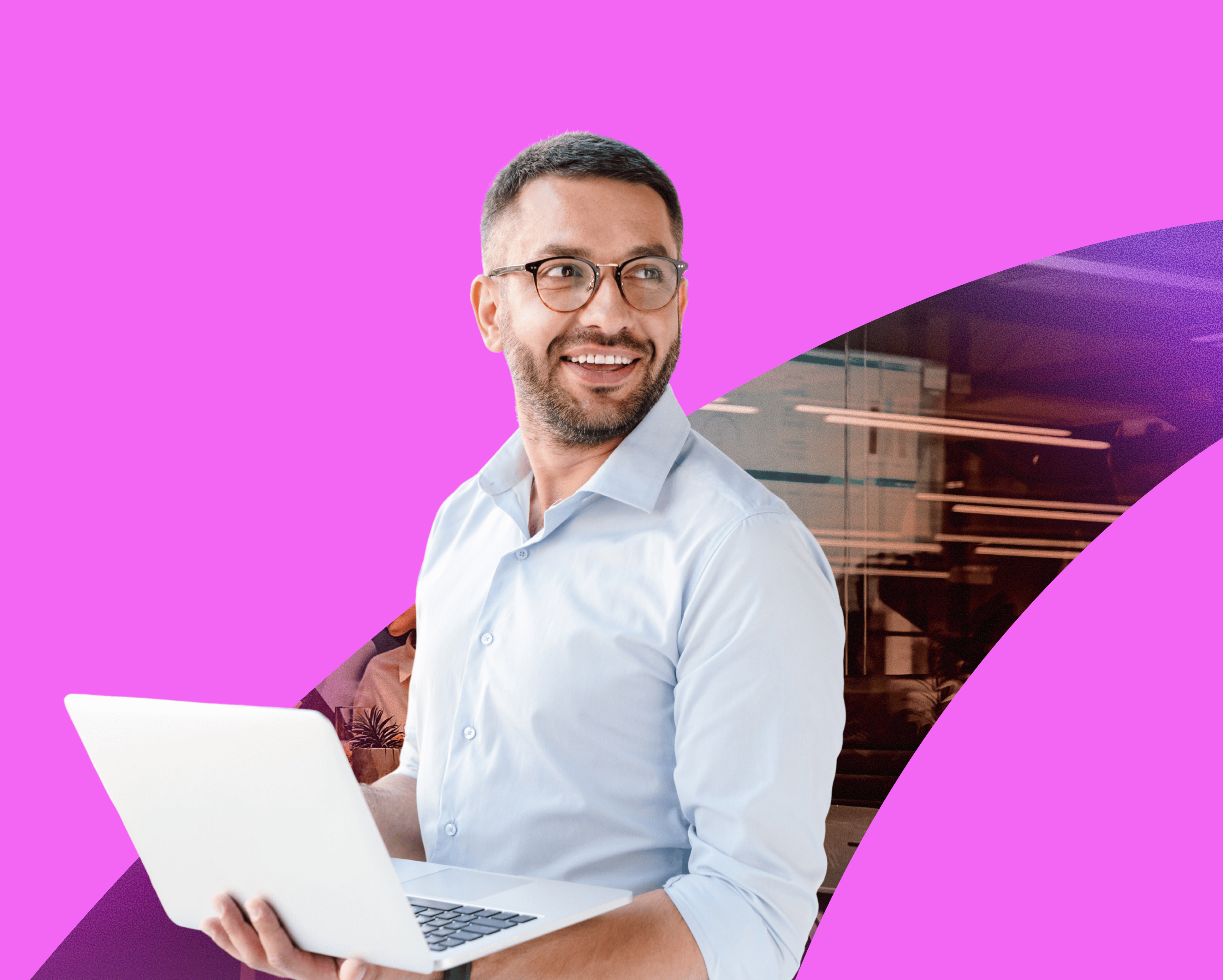 Smiling man with laptop, loyalty rewards program, customer loyalty, Totally Rewards