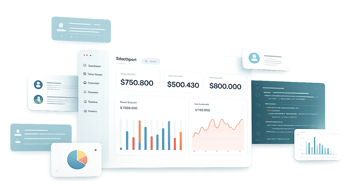 Software dashboard interface illustrating digital business transformation