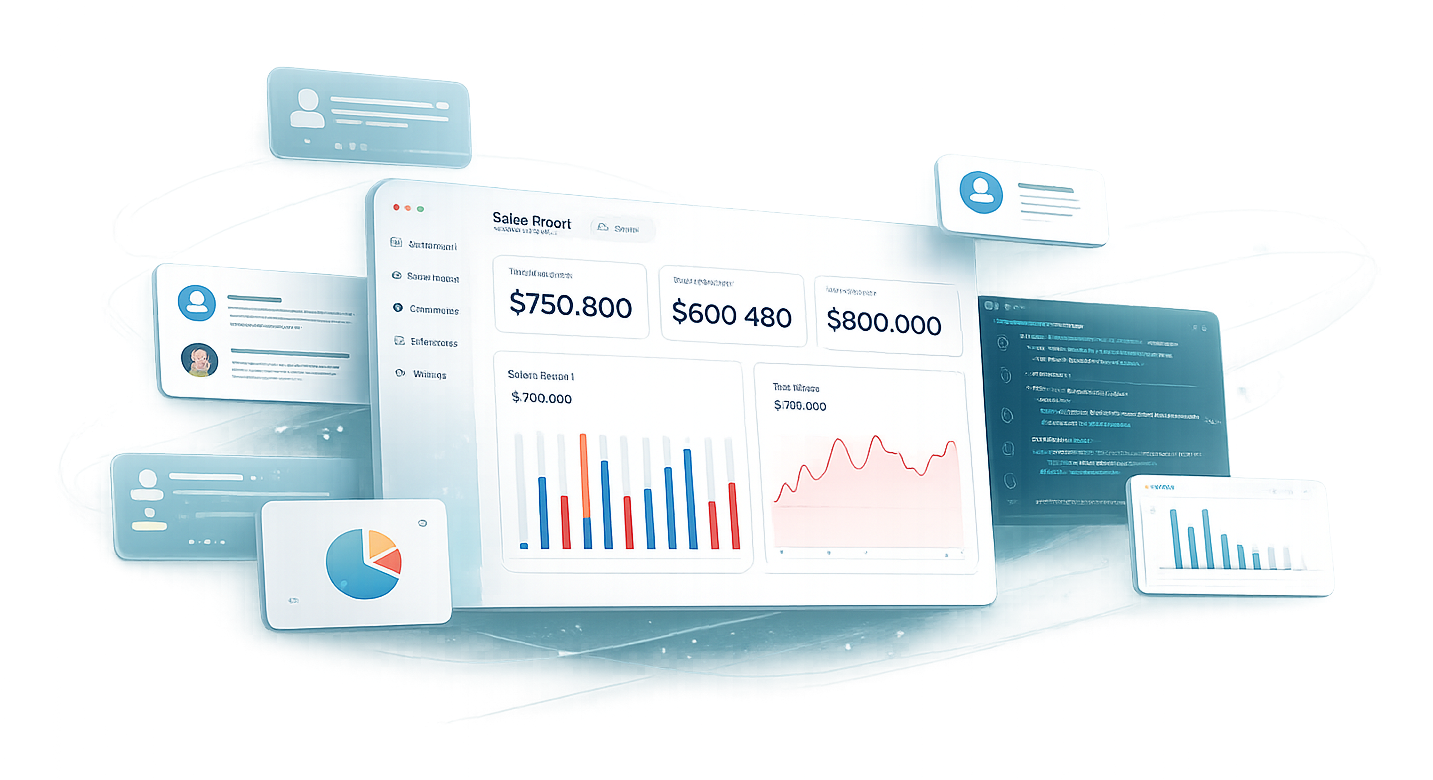 Software dashboard interface illustrating digital business transformation