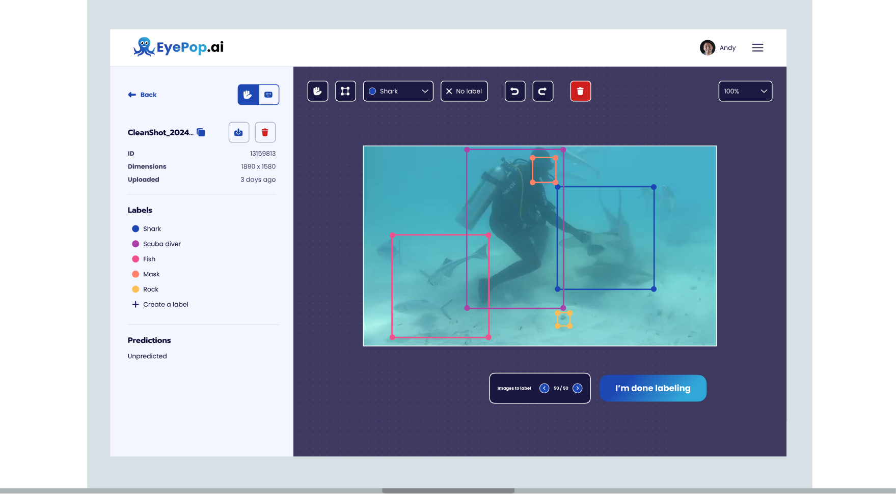 A laptop displaying a screen of the label tool