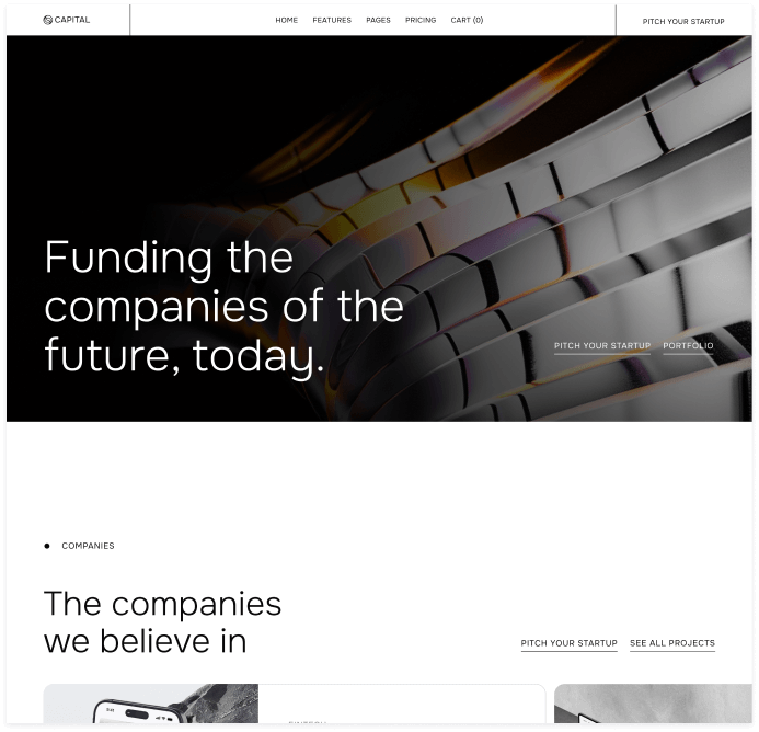 Capital - Home V3 Page - Venture Capital Webflow Template | Brix Templates