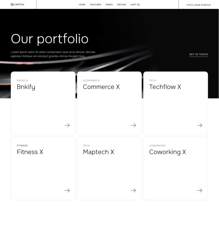 Capital - Portfolio V2 Main Page - Venture Capital Webflow Template | Brix Templates
