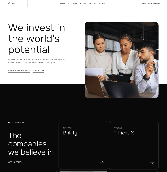 Capital - Home V2 Page - Venture Capital Webflow Template | Brix Templates