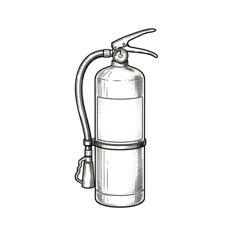 Line illustration of a fire extinguisher