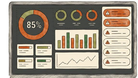 Sketch illustration of the Operate step — a live performance dashboard