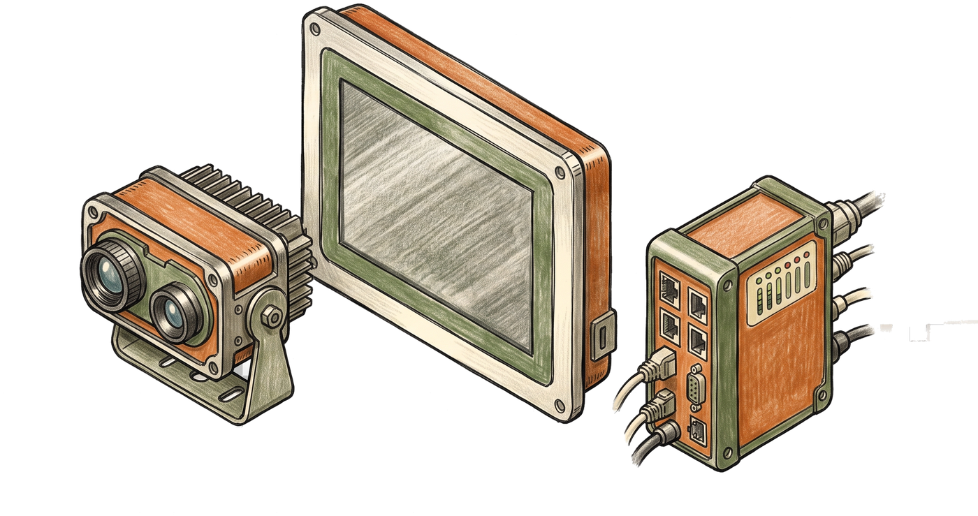 The Vector hardware family: vision camera, industrial display, and edge gateway