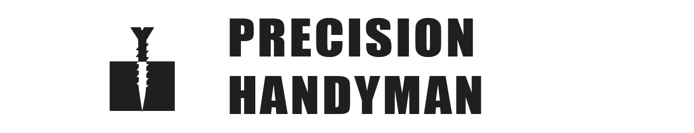 Black screw icon next to bold text reading Precision Handyman.