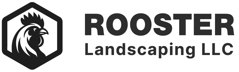 Rooster landscaping LLC logo of a rooster.
