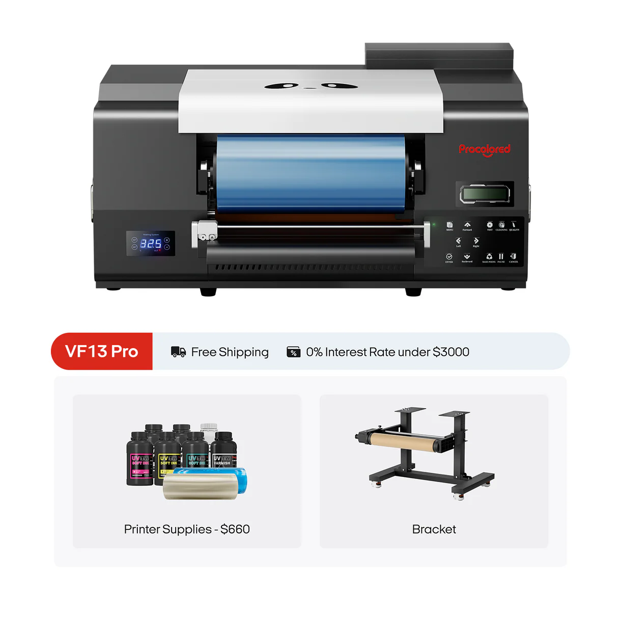 Procolored VF13 Pro Panda UV DTF Printer 13" A3+ Dual XP600 2-in-1