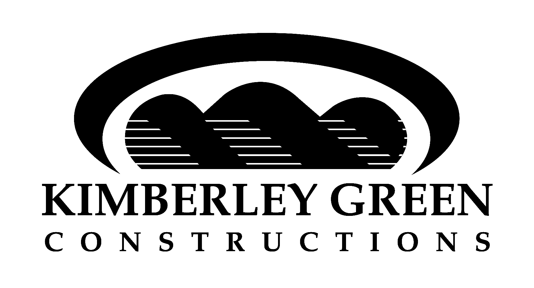 Kimberley Green Constructions logo with stylized black hills and curved lines above text.