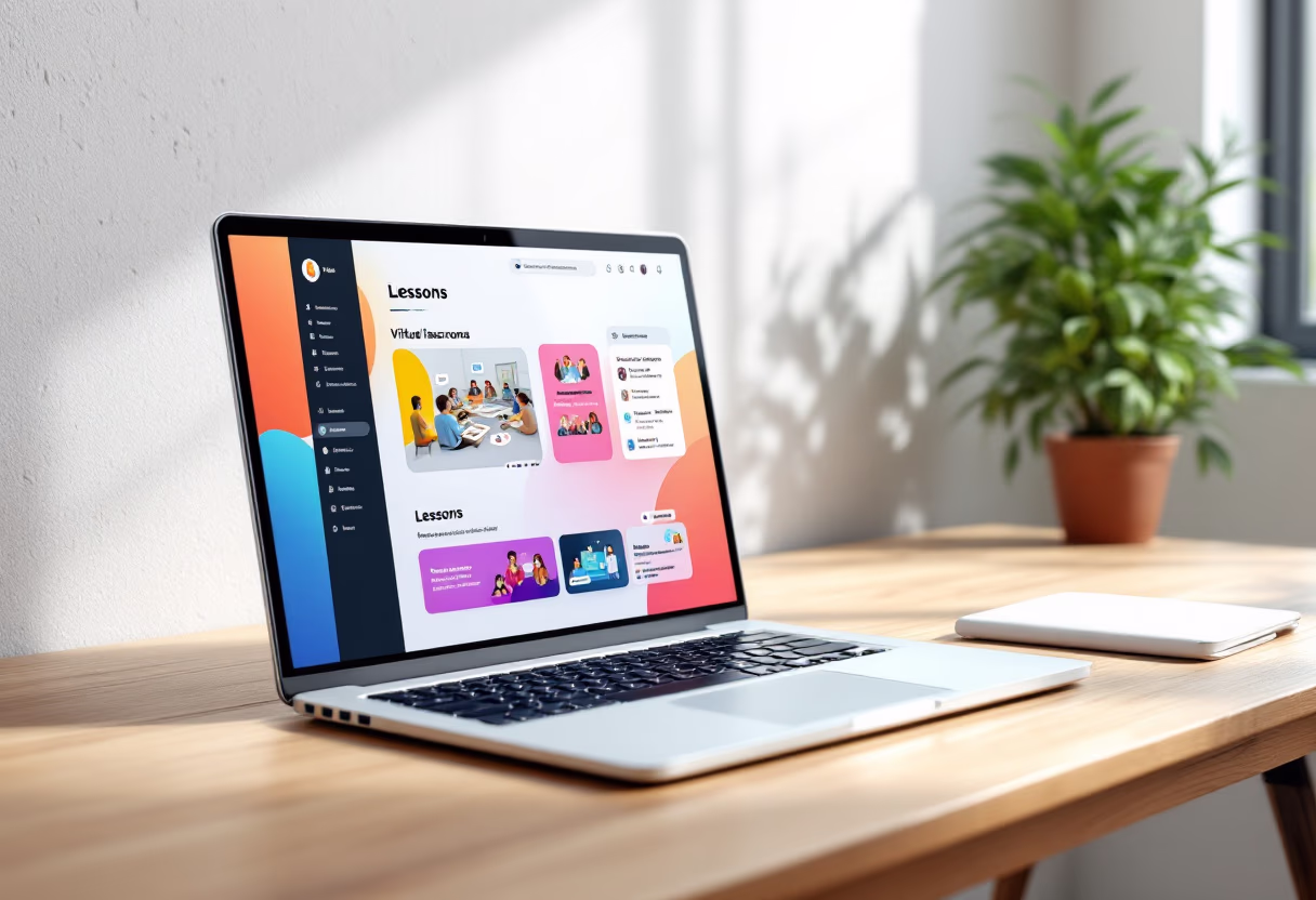 [interface] image of a computer showcasing educational software (for a edtech)