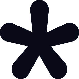 Black asterisk symbol with rounded ends on each arm.