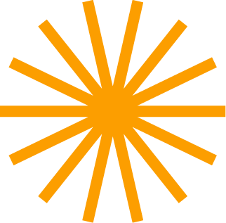 Orange radial starburst shape with multiple straight rays extending evenly from the center.