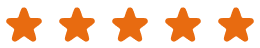 Five orange star icons in a horizontal row.