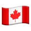 Waving flag of Canada with red maple leaf in the center and red vertical stripes on each side.