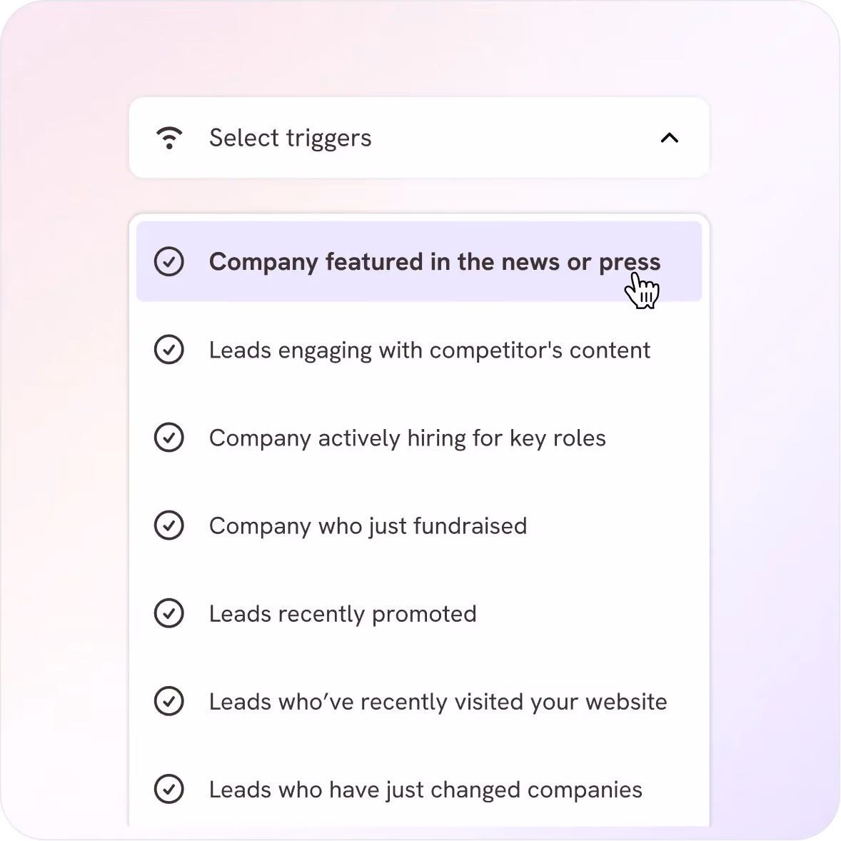 Sample list of triggers for prospects