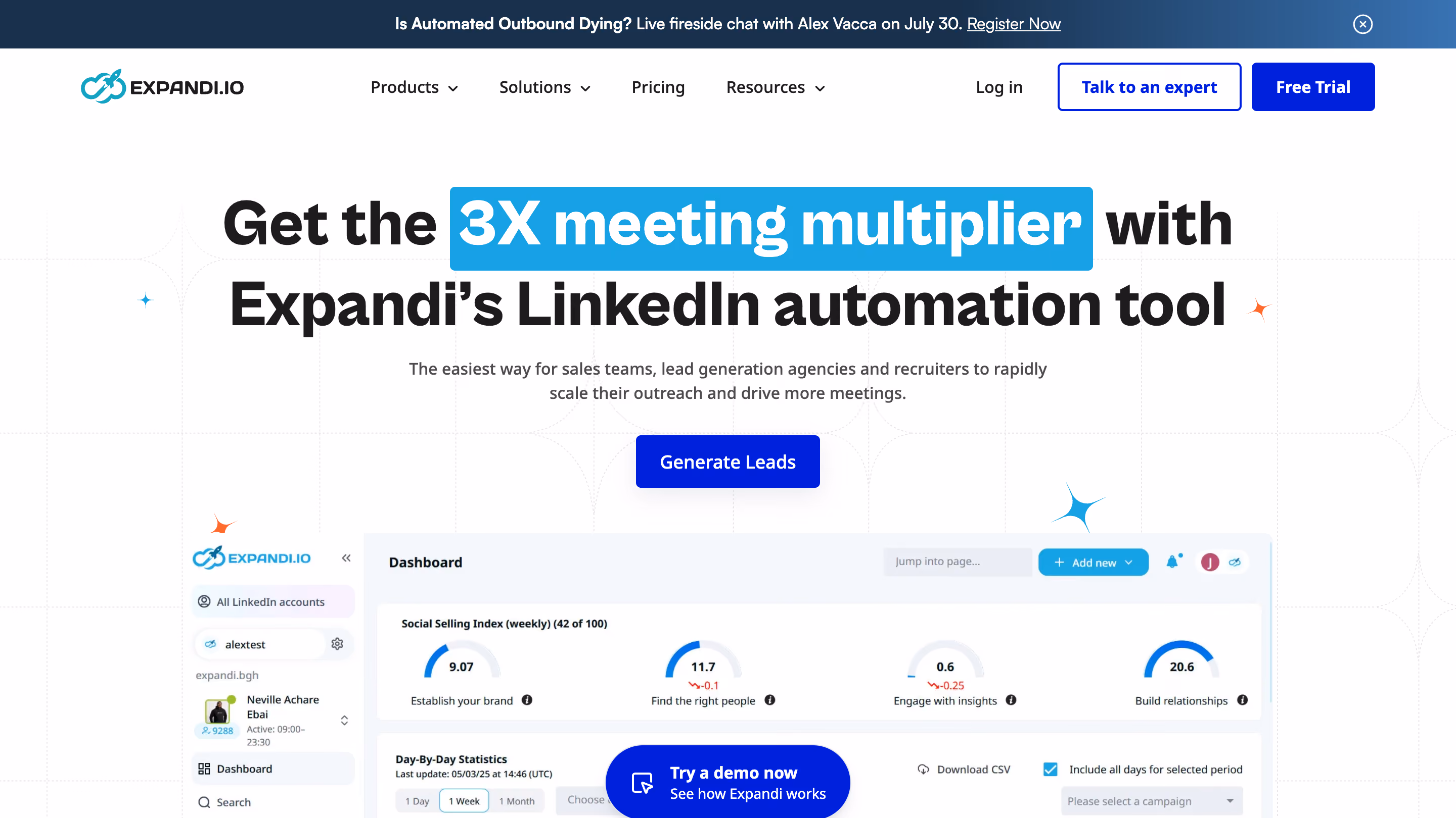 Expandi homepage