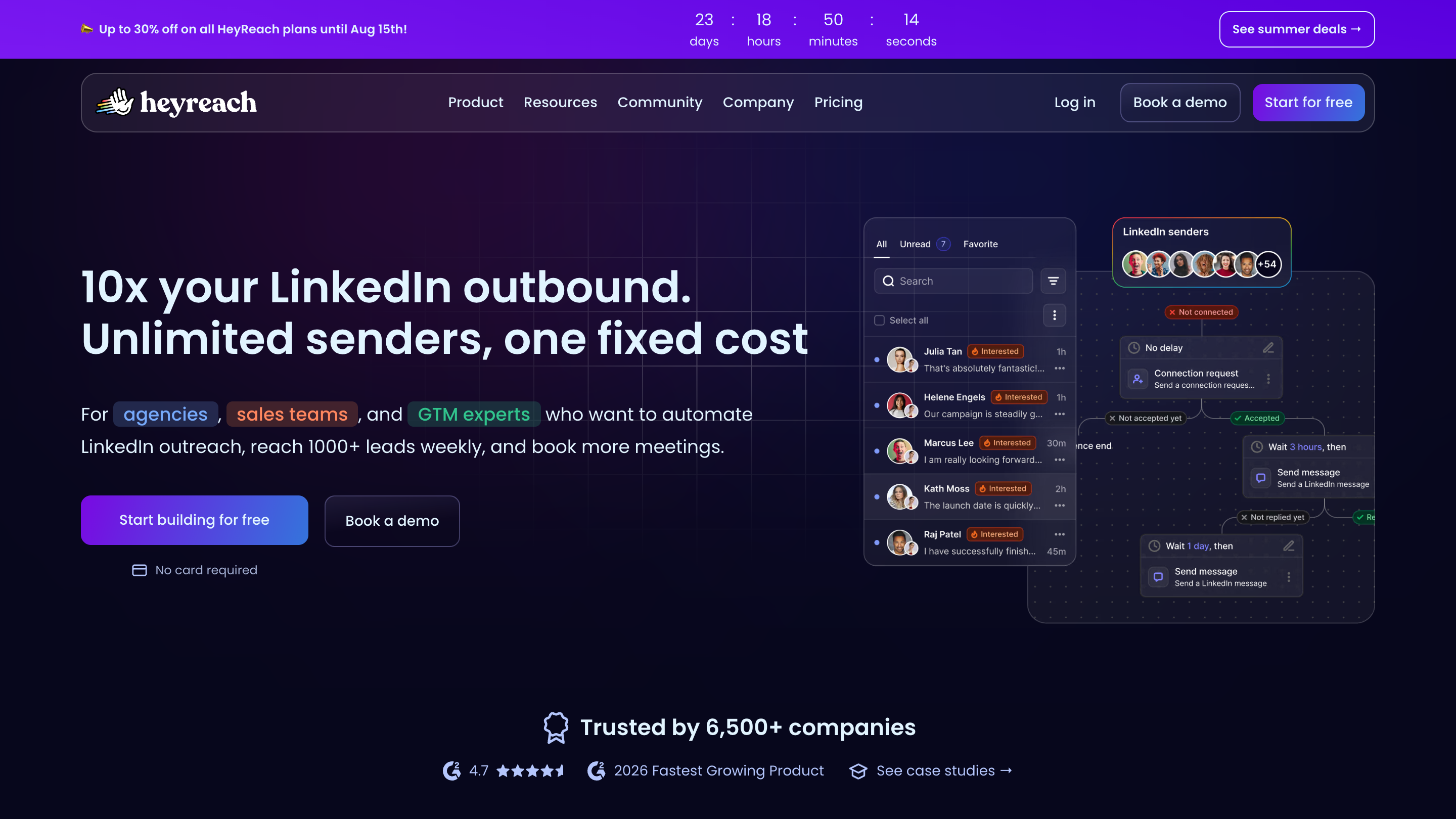 HeyReach homepage