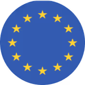 Circle of twelve yellow stars on a blue background, representing the European Union flag.