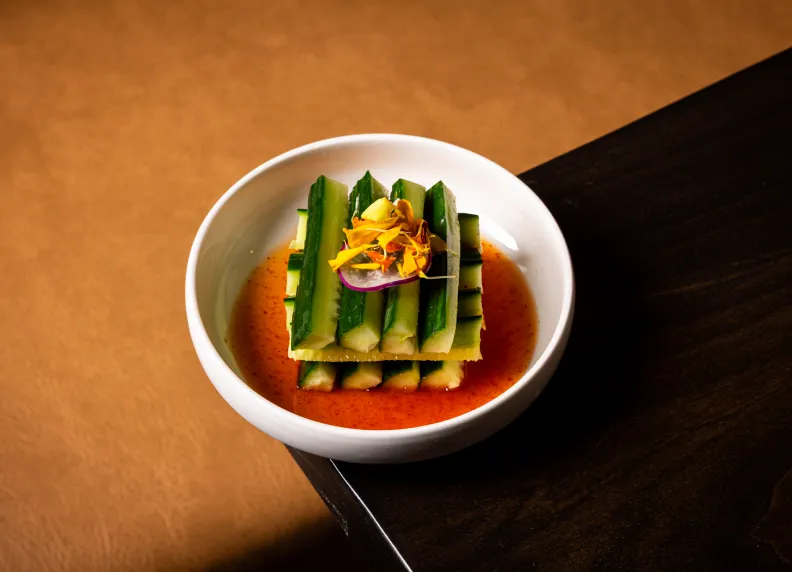 Asian fusion dishes and sushi menu items