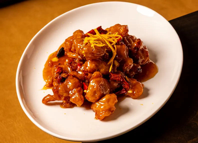 Asian fusion dishes and sushi menu items