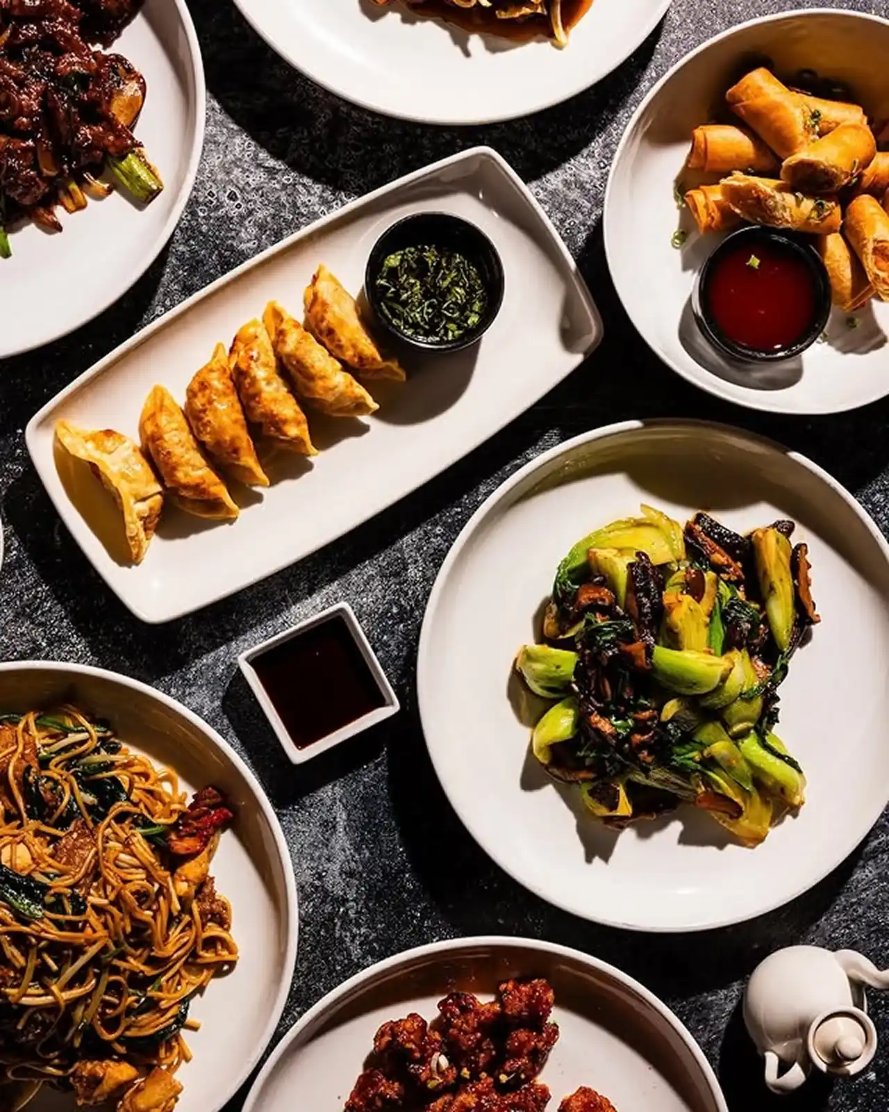 Asian fusion dishes and sushi menu items